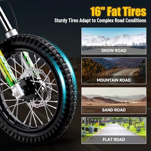 Electric Dirt Bike for Kids, 3 Speed Modes, 18 MPH, 15 Miles Range, Dual Suspension, Disc Brake, 16" Tire, Orange H40536