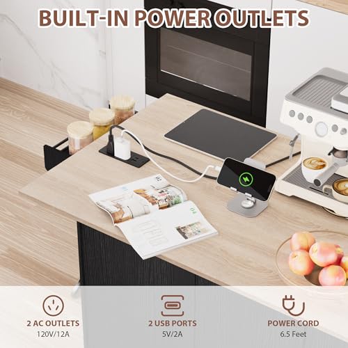 Kitchen Island on Wheels with Storage and Drop Leaf M62362
