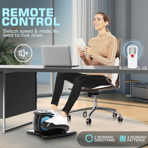 Under Desk Elliptical, Electric Leg Exerciser for Seniors Adults, Quiet Portable Seated Foot Pedal with Remote Control G7774