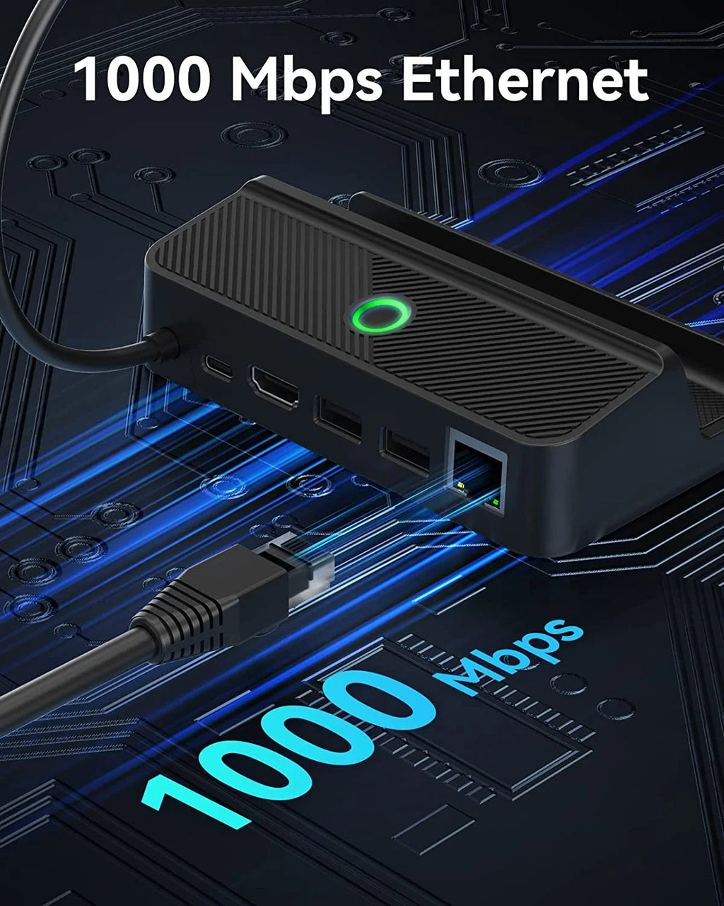 Steam Deck Dock with LED Light, 5-in-1, Gigabit Ethernet, HD 2.0, 2 USB-A, 100W Charging K85848