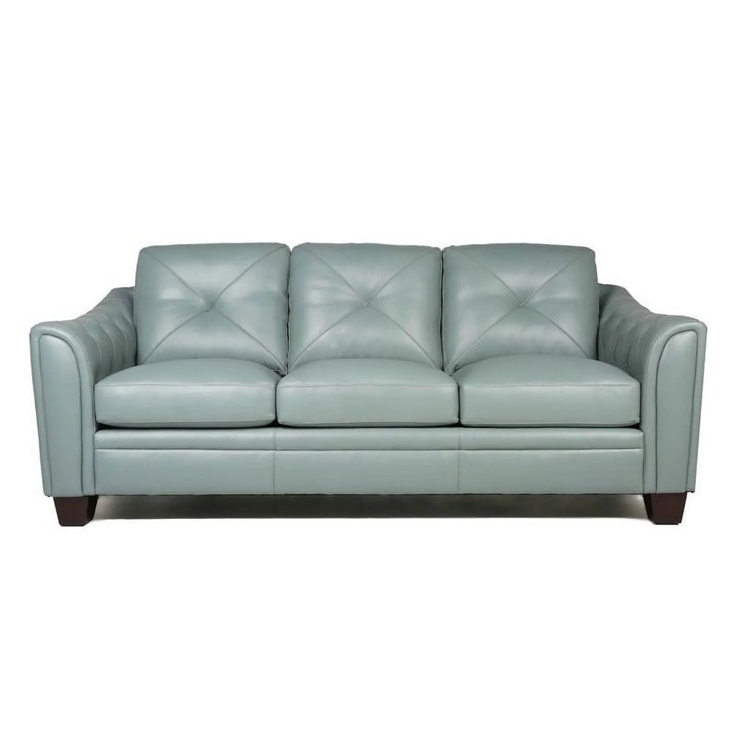 Spa Green Leather Tufted Sofa X8013
