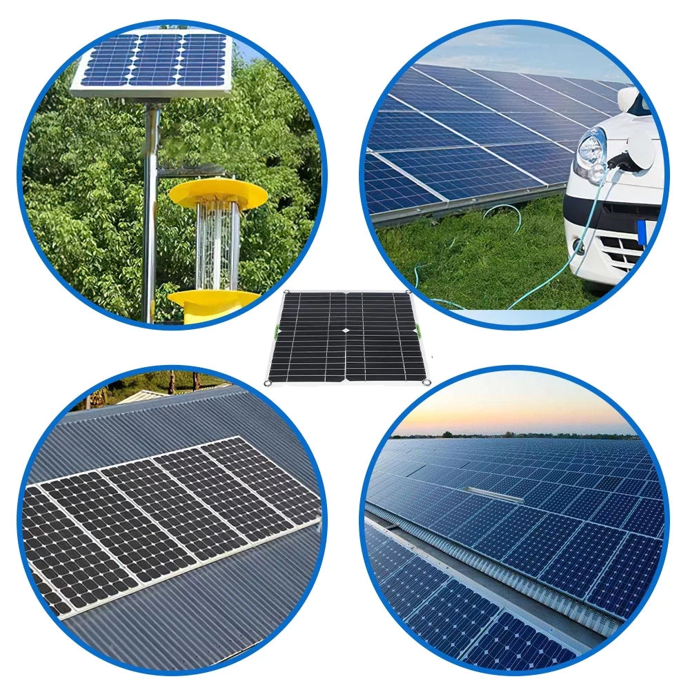 Solar Panel Controller Kit 100A 12V Portable Outdoor Battery Charger W4839