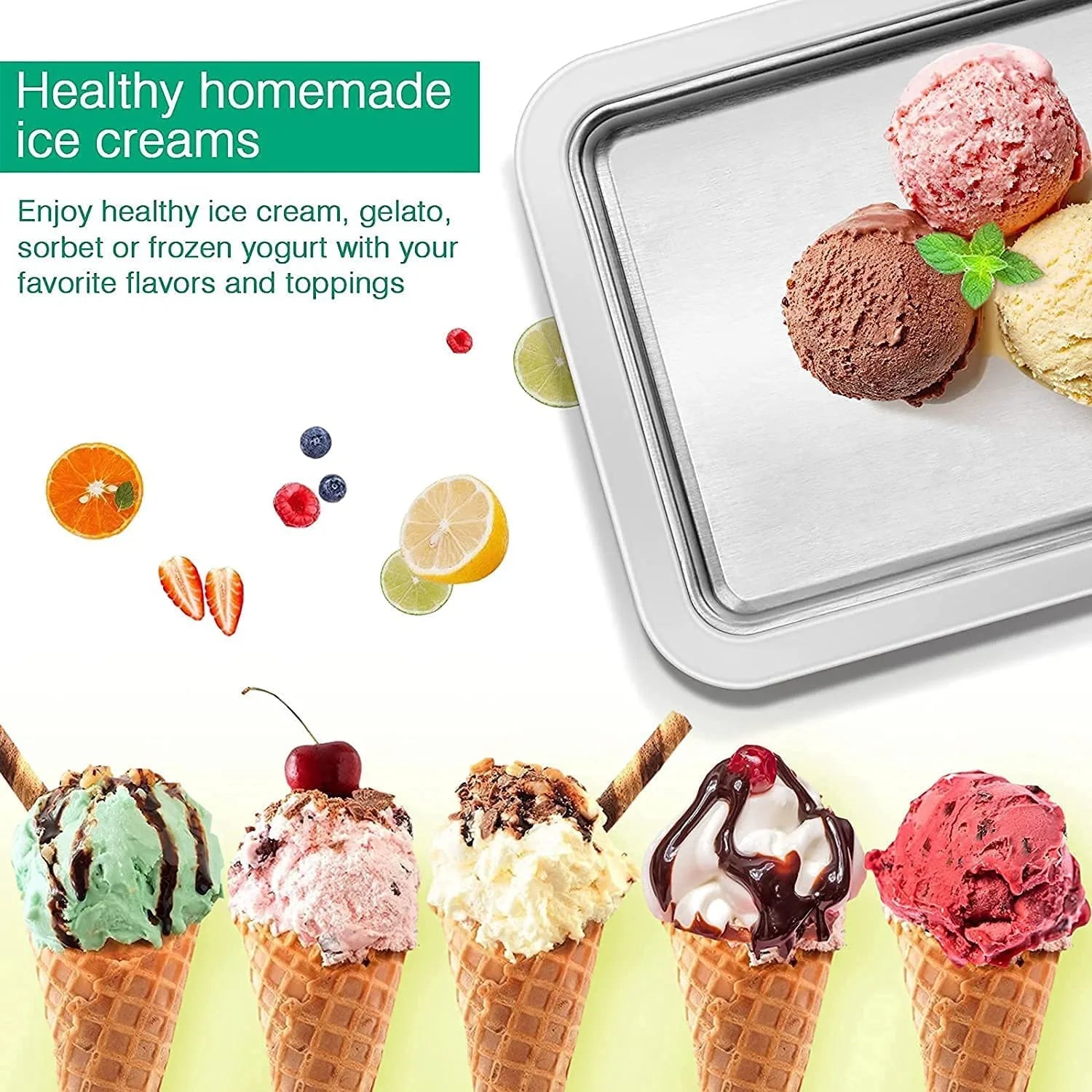Ice Cream Roll Maker DIY Instant Rolled Ice Cream Plate with 2 Spatulas V392939