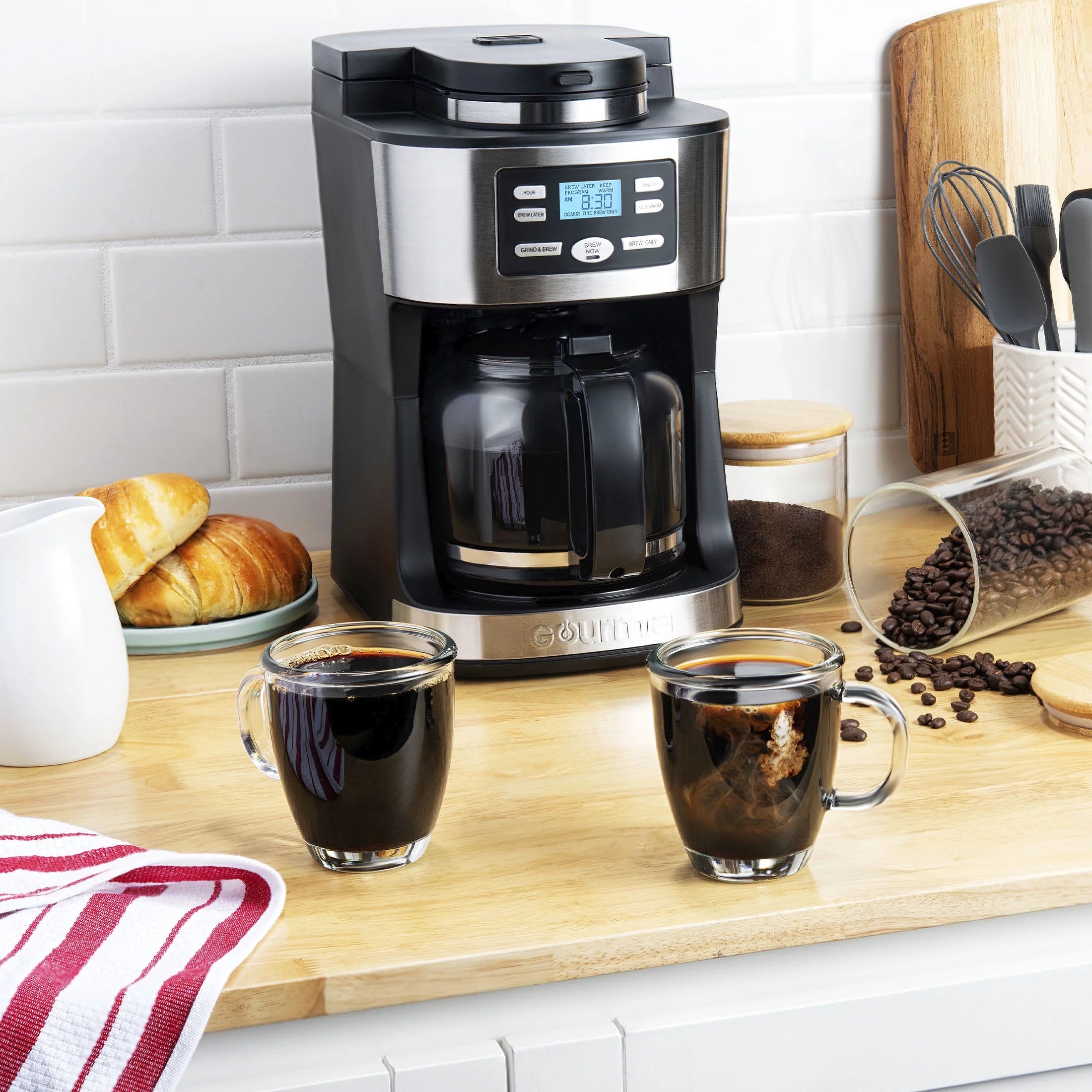 12-Cup Coffee Maker with Integrated Grinder, Black Y42475