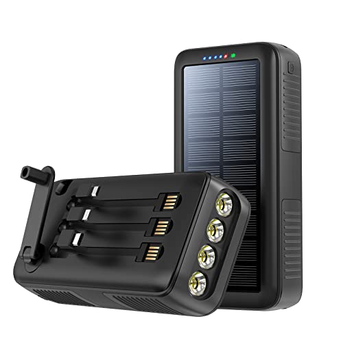 Solar Charger Power Bank 63200mAh, Portable with Dual Outputs and Flashlight J4532