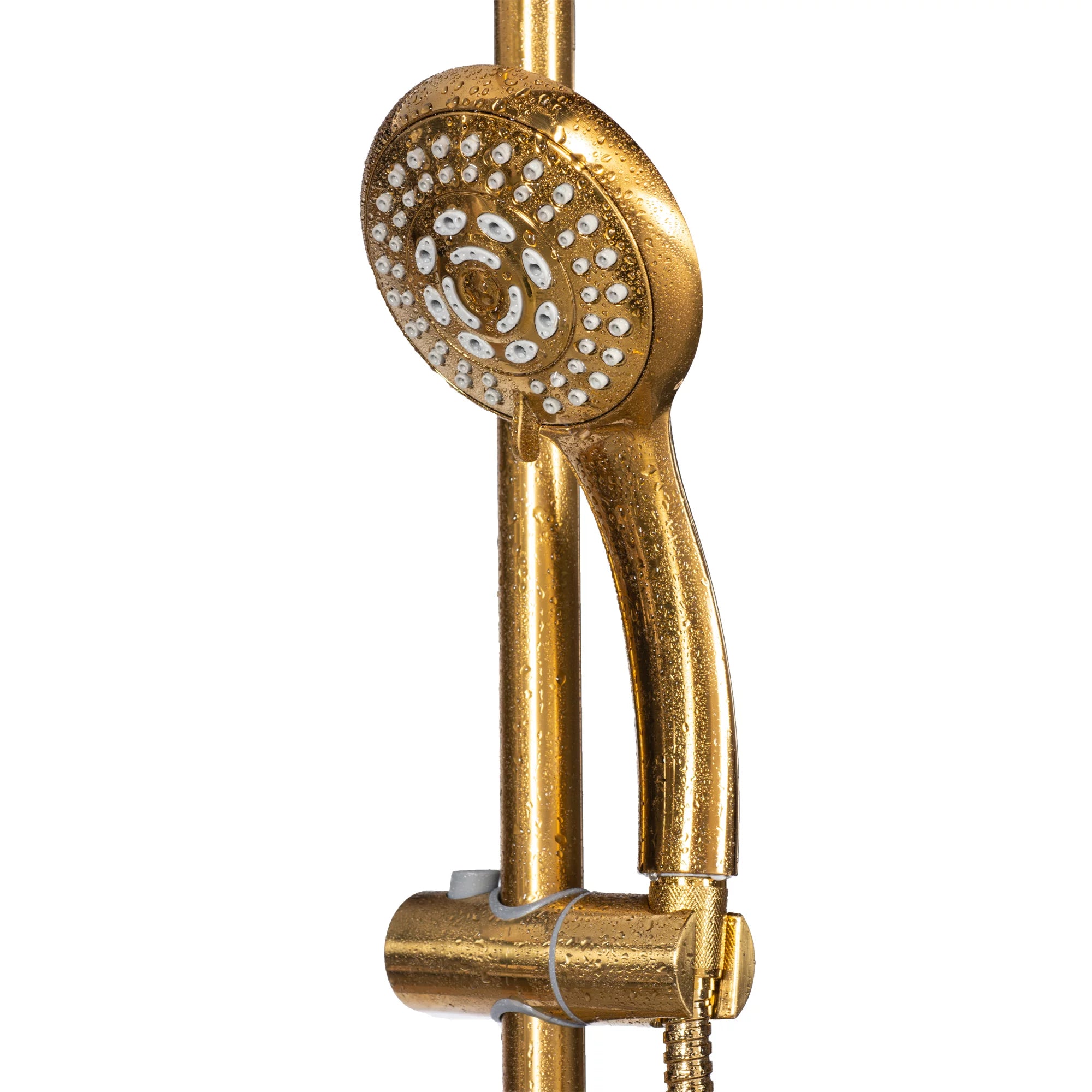 Kauai III Shower System with 8" Rain Showerhead, 5-Function Hand Shower, Adjustable Slide Bar and Soap Dish, Brushed Gold Finish H53812