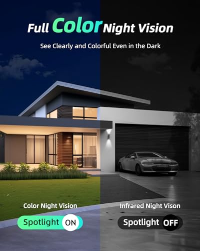 Wireless Outdoor Security Cameras with AI Motion Detection and 2K Color Night Vision F45074
