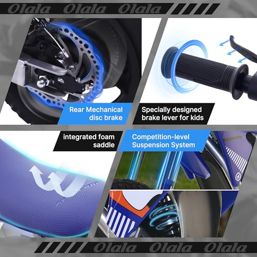 Electric Dirt Bike for Kids Aged 4-8, 350W Brushless Motor, 14'' Off-Road Tires, Blue J66927