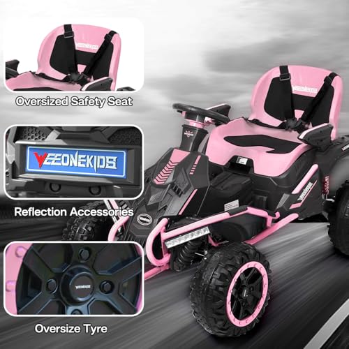24V Ride on Toy for Big Kids with 4 Motors, Bluetooth Speaker, Adjustable Seat J34962