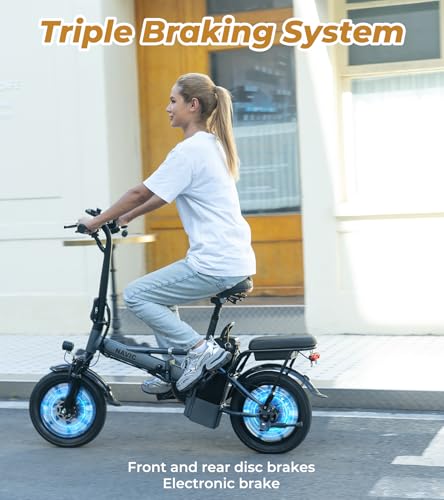 Electric Bike for Adults, 14" Folding Ebike, 750W Peak, Removable Battery, 22mph F42560