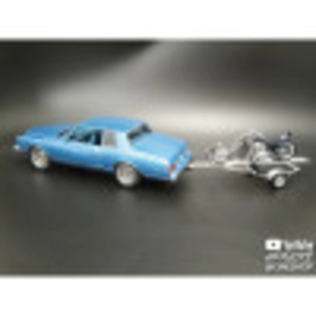 1:25 Scale Model Kit - 1980 Chevy Monte Carlo with Chopper & Trailer, Unpainted Building Kit Q628