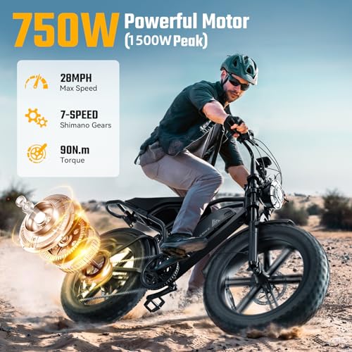 Electric Bike for Adults, 1500W Peak Brushless Motor, 28 MPH, 60 Miles, Fat Tire L32113