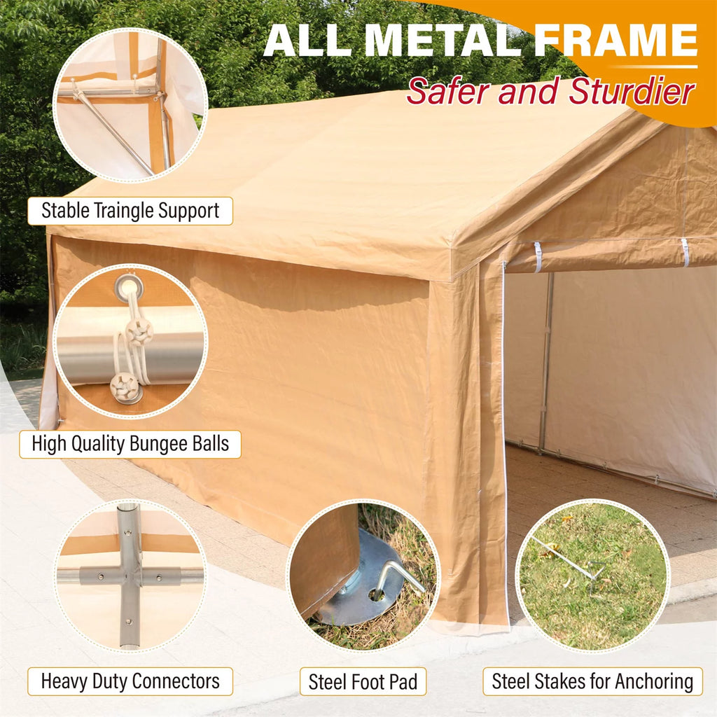 Heavy Duty Car Canopy Galvanized Car Boat Shelter with Removable Sidewalls and Doors R912