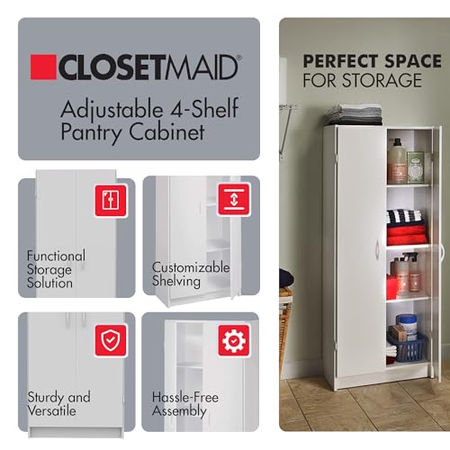 Pantry Cabinet with 2 Doors and Adjustable Shelves, White D388846