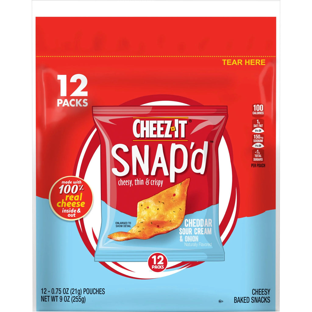 Cheddar Sour Cream Onion Cheese Cracker Chips, 9 oz, 12 Count D5242