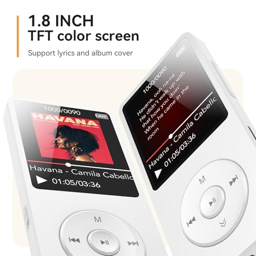 MP3 Player with Bluetooth 5.3, 1.8 Inch Screen, FM Radio, Voice Recorder I138