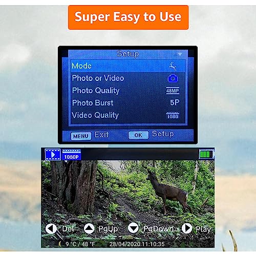 Trail Camera, 64MP 1296p, No Glow Night Vision, Motion Activated Waterproof B8160