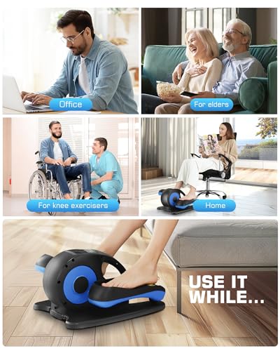 Under Desk Elliptical, Electric Leg Exerciser for Seniors Adults, Quiet Portable Seated Foot Pedal with Remote Control G7774