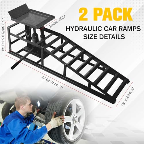 Hydraulic Car and Truck Service Ramps, 11023 Lbs Capacity, Portable Lifts for Oil Changes D8064