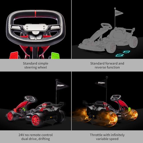 24V Electric Drift Kart for Kids with Adjustable Seat and 8.5MPH Speed Z339