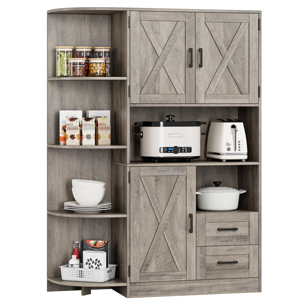 Large Kitchen Pantry with Adjustable Shelves, Tall Storage Cabinet X337106