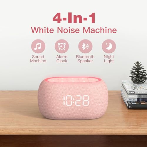 White Noise Sound Machine Alarm Clock with Bluetooth Speaker Q9962