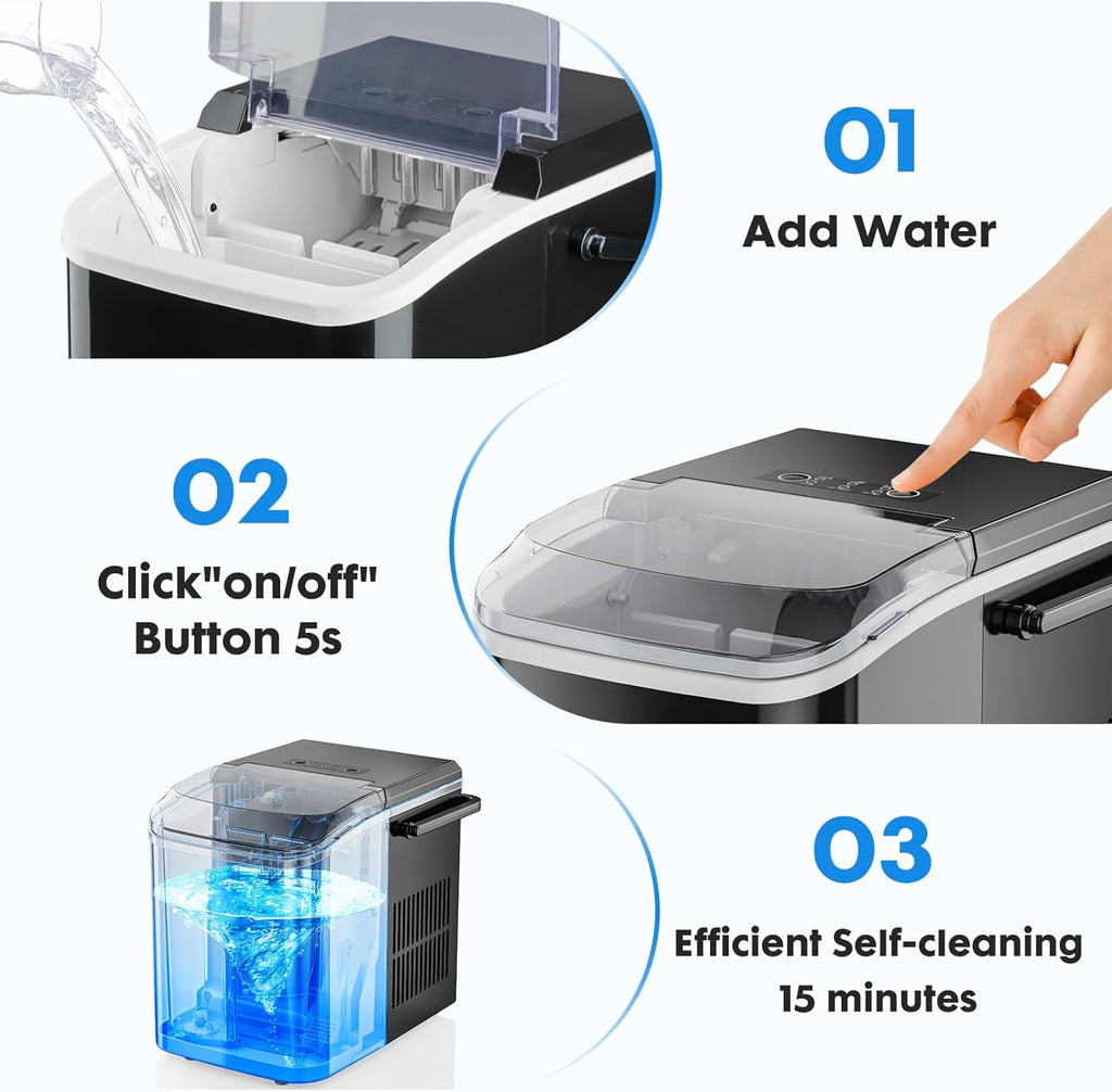Ice Maker Countertop, Portable Mini Ice Machine, Self-Cleaning, 2 Ice Sizes R31547
