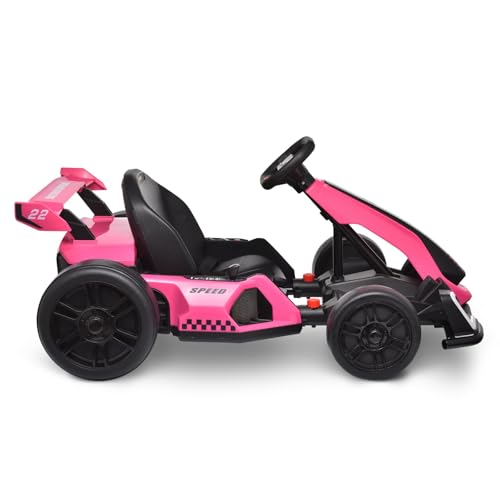 24V Kids Go Kart 300W Electric Drift Kart Outdoor Race Toy with 2X150W Motor, 7AH Battery, Green R238