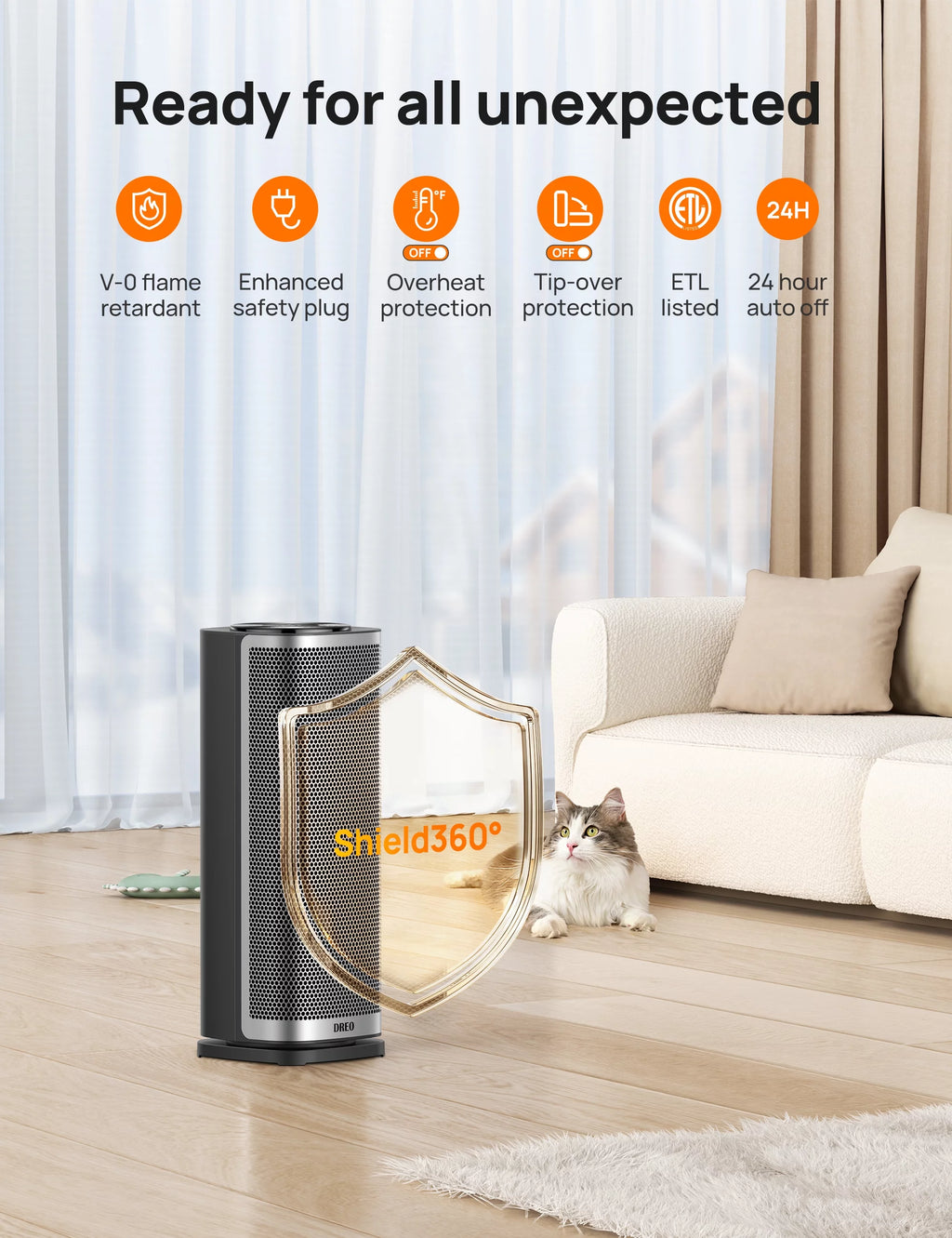 1500W Ceramic Space Heater for Indoor Use, Oscillating with Thermostat and Remote G16449