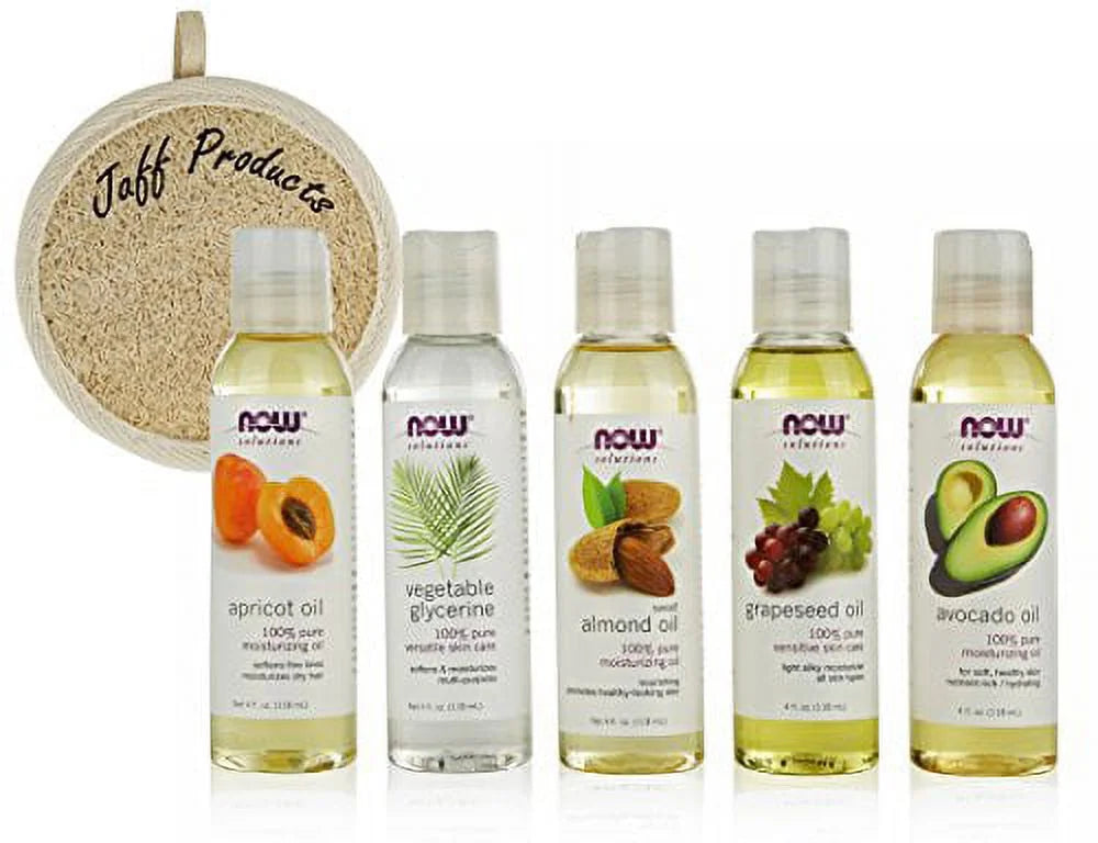 Carrier Oil Gift Set - Almond, Grapeseed, Avocado, Apricot & Vegetable Glycerine, 4 Oz Each L1331