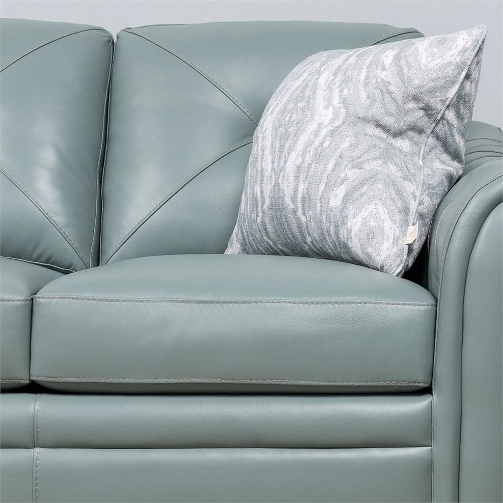 Spa Green Leather Tufted Sofa X8013