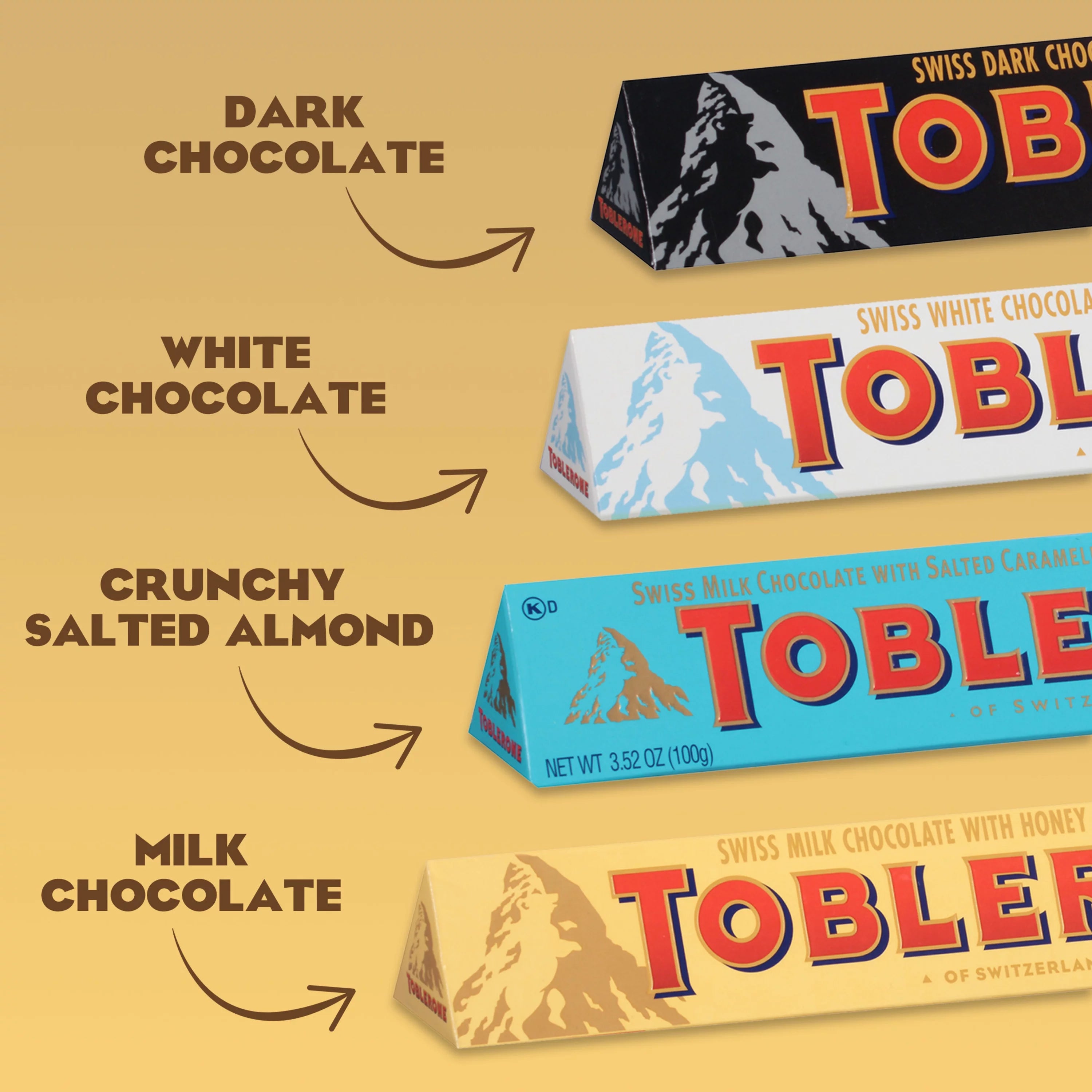 Swiss Chocolate Variety Pack, Milk, Dark & White Chocolate with Salted Caramelized Almond, 12 Bars W61774