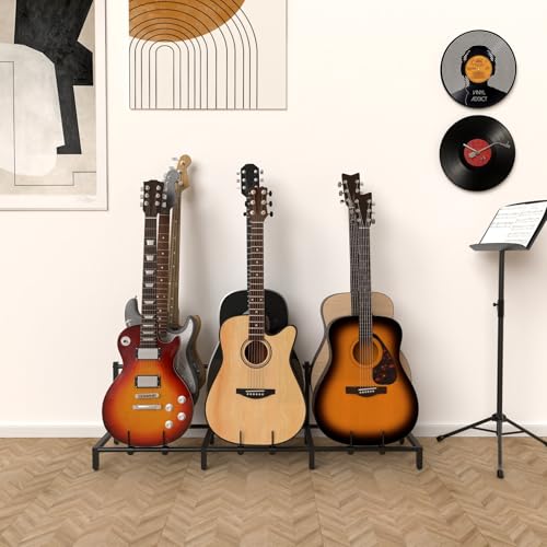 Guitar Rack, 3-Piece Floor Stand with Amp Support, Adjustable Holder for Multiple Instruments X487178