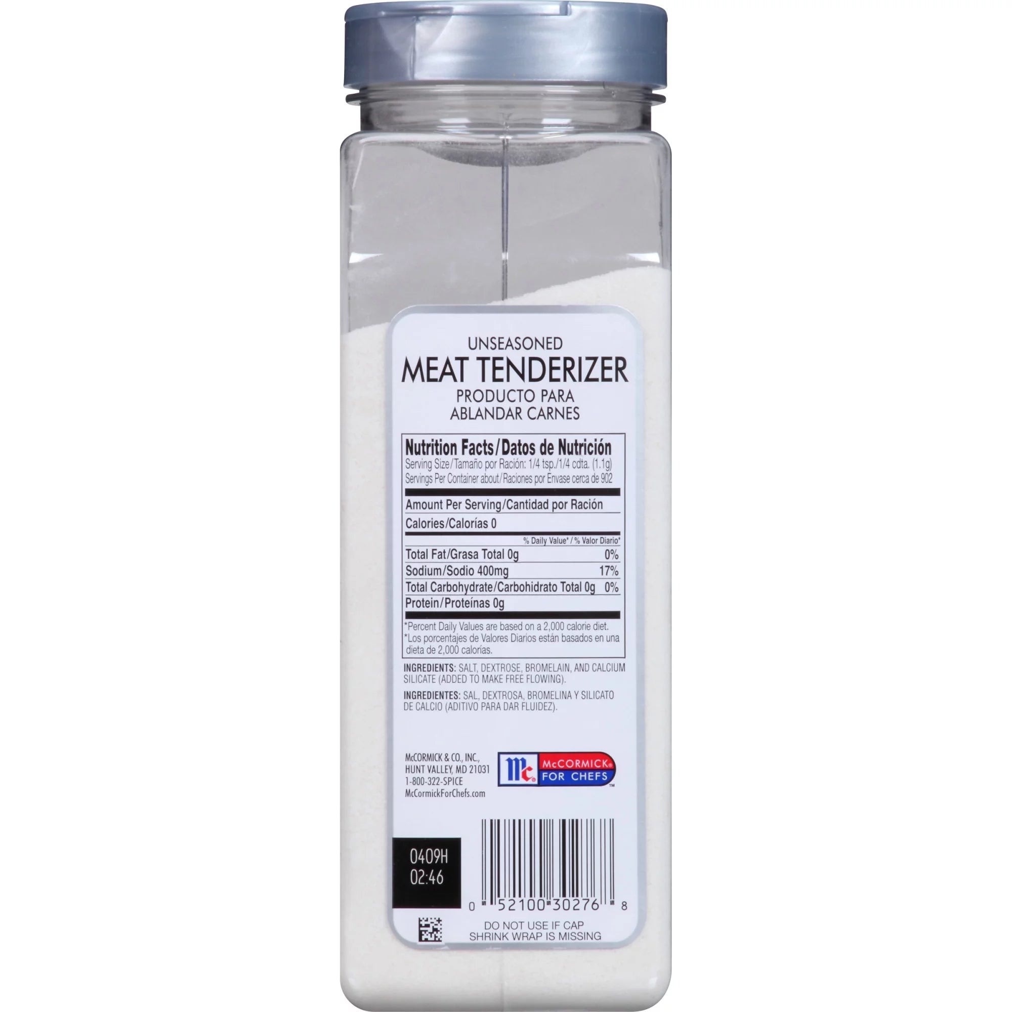 Kosher Unseasoned Meat Tenderizer, 35 oz Bottle H94051