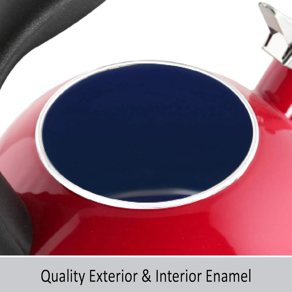Enamel Steel Whistling Tea Kettle, 2 Quart D60899