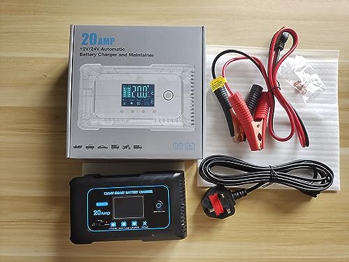 20 Amp Lithium Battery Charger, 12V and 24V Lifepo4, Lead-Acid Portable Car Battery Charger R763