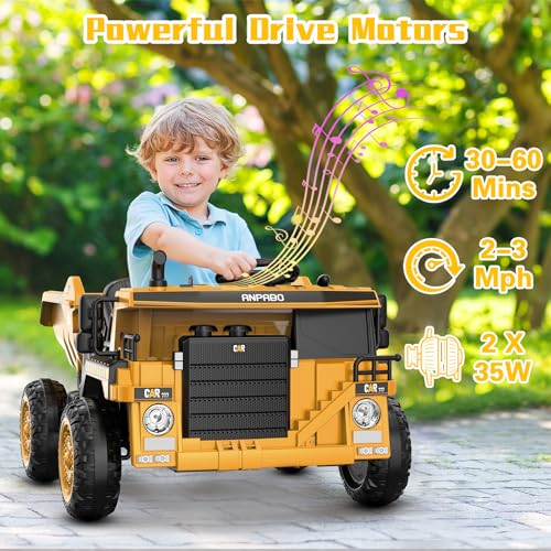 Ride on Dump Truck with Remote Control, Electric Dump Bed, Music Player B413