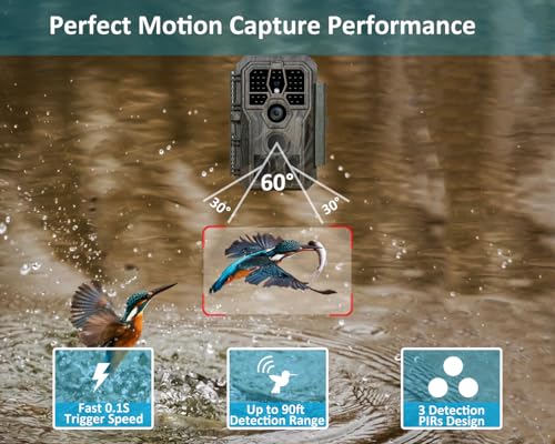 Trail Camera, 64MP 1296p, Night Vision, Motion Activated, Waterproof S1370