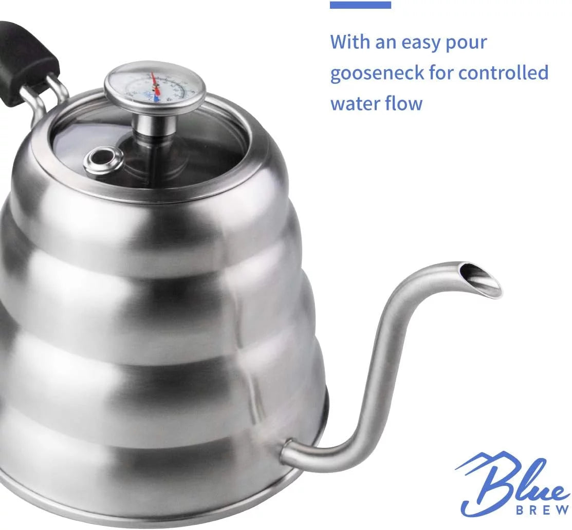 Gooseneck Kettle with Thermometer, 40 oz Stainless Steel for Coffee and Tea S393