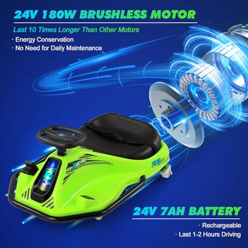 24V Electric Drifting Go Kart for Kids with Brushless Motor, Pink G891