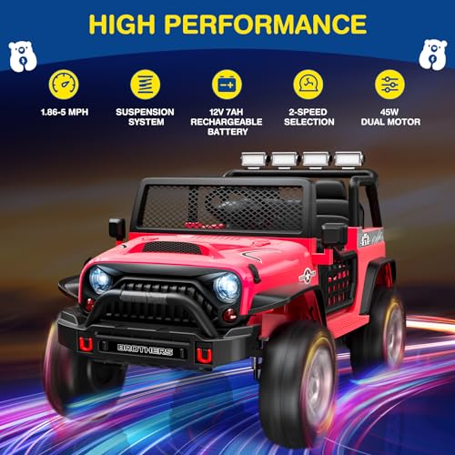 12V Kids Electric Ride On Car with Remote Control, 4-Wheel Suspension, Bluetooth Speaker P8629