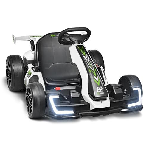 24V Kids Go Kart 300W Electric Drift Kart Outdoor Race Toy with 2X150W Motor, 7AH Battery, Green R238