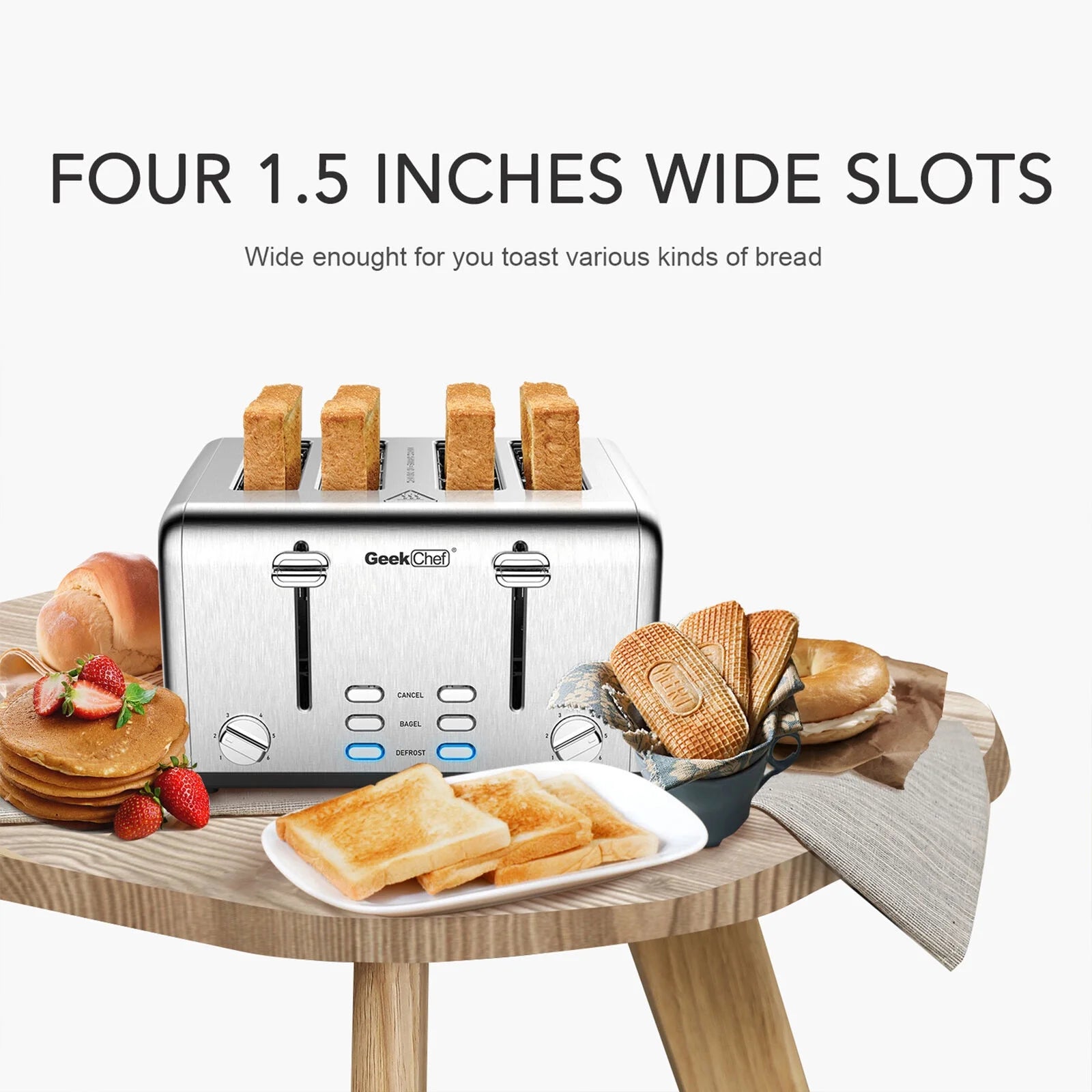 Stainless Steel 4-Slice Toaster with Extra-Wide Slots C973