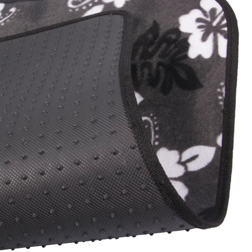 Hawaiian Hibiscus Car Floor Mats for Car Truck SUV - 4 Piece Set, Black & White F640