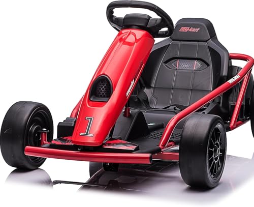 Go Kart Electric Drift Kart Car, 24V Outdoor Ride on Toy, Fast 2×300W Motor, 8 MPH High Speed Drift Car, with Music and Slow Start, for Kids 8-12 Years Old Racing Toys
