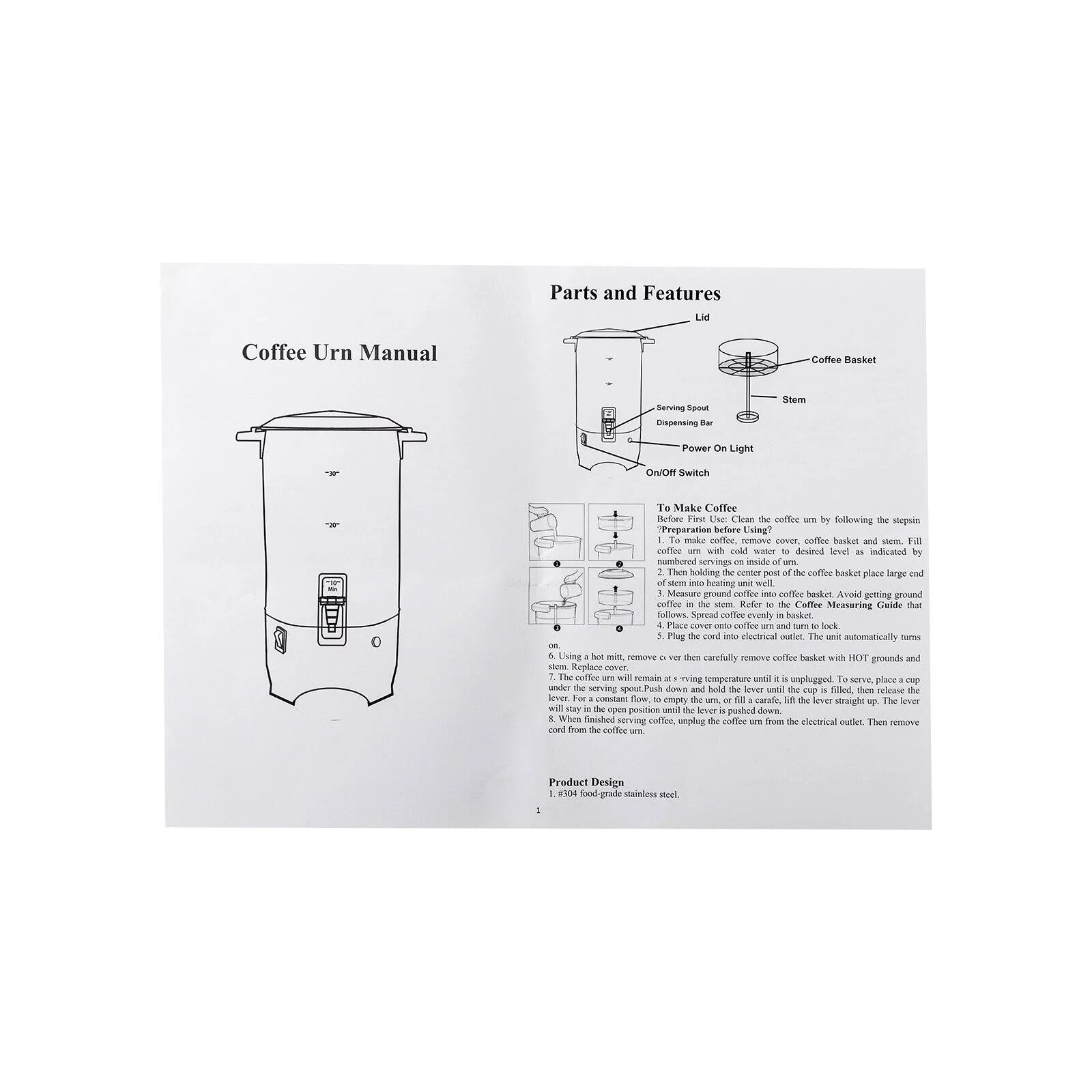 Stainless Steel Electric Coffee Urn 5.2L L976580