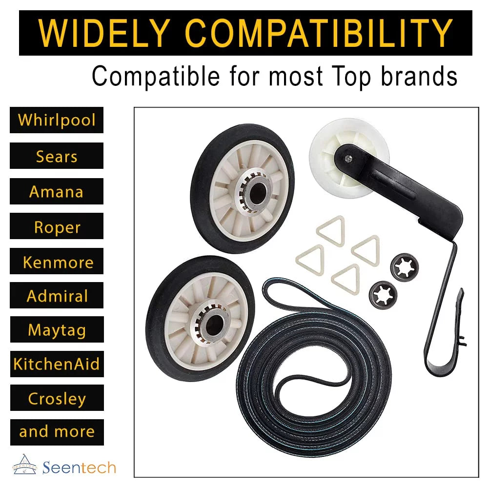 Dryer Repair Kit with Drum Roller, Idler Pulley and Belt W63460