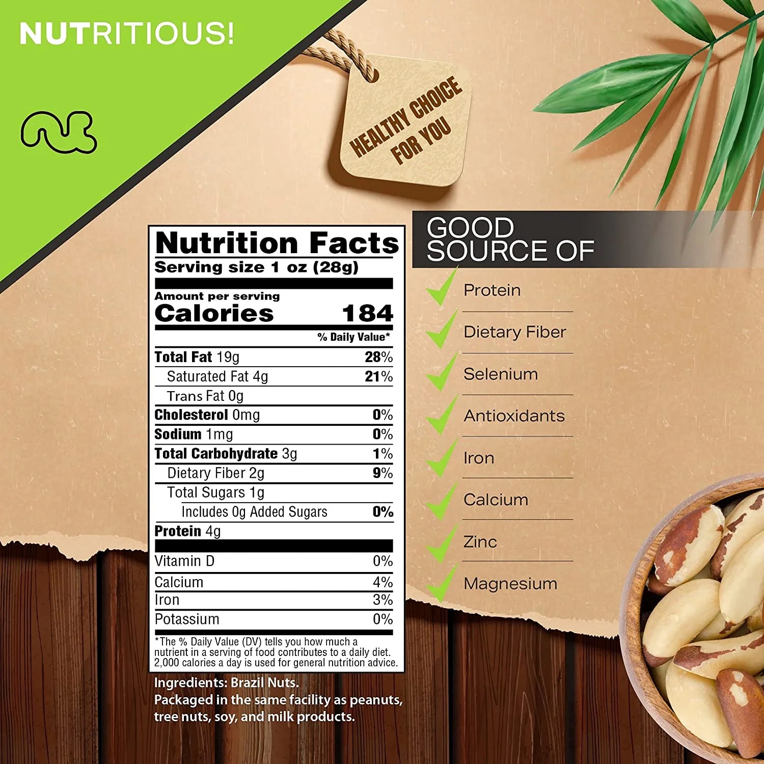 Raw Brazil Nuts, Unsalted, No Shell, 48oz P943065