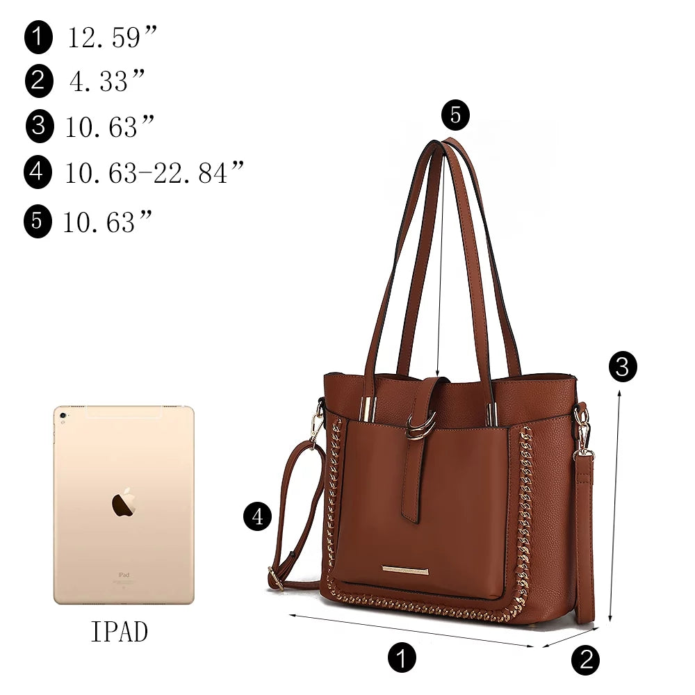 Vegan Leather Women's Shoulder Bag with Crossbody Pouch X4494