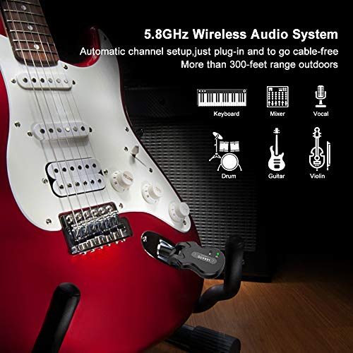 Wireless Guitar System 5.8GHz Transmitter Receiver for Electric Guitar Bass Q92598